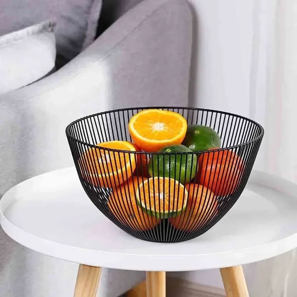 Household Tools Storage Basket Black Table Decor Metal Candy Dish Kitchen Fruit Bowl Food Baskets Iron Vegetable Home Holder