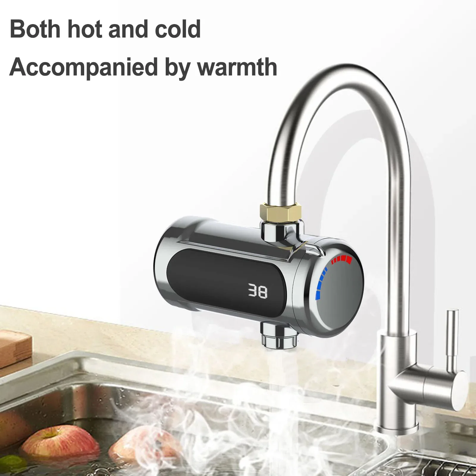 Water Tap with Instantaneous Heater LED Temperature Display Efficient and Energy Saving Perfect for Multiple Settings