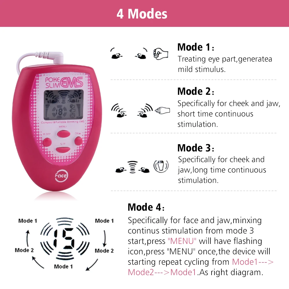 Electric Slimming Facial Massager V-Face Trainer Jaw Exerciser EMS Face Body Pulse Muscle Stimulator With Electrode Pads Newest