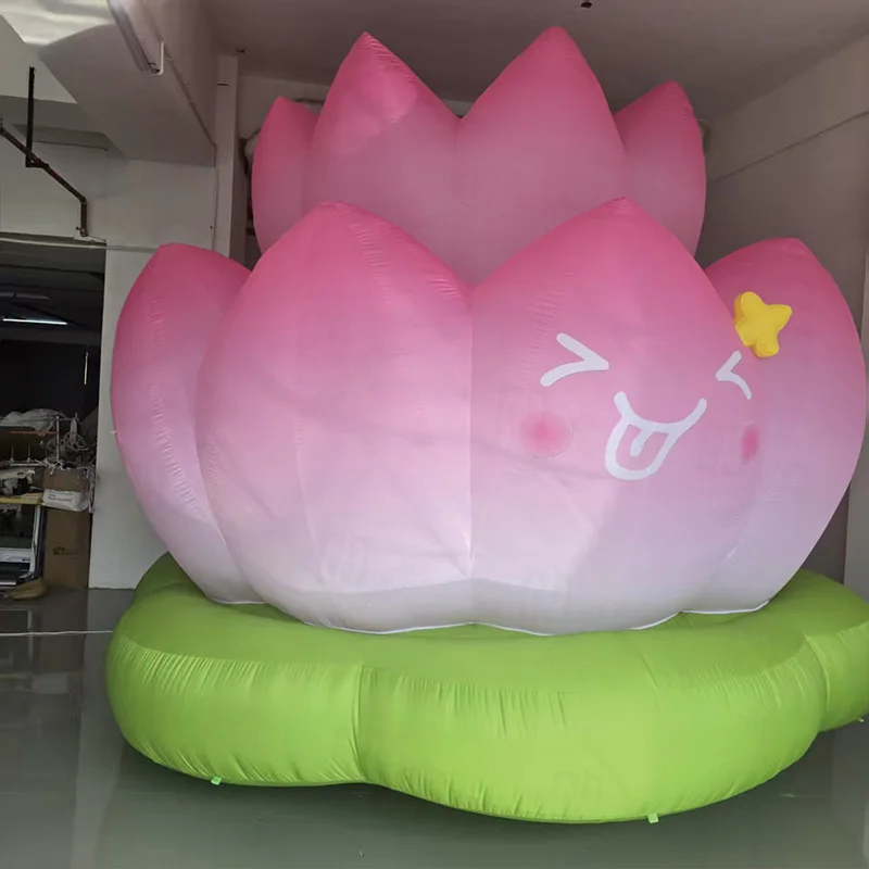 Opblaasbare lotusbloemen, plantaardige luchtmodellen met blaasers, grootschalige decoratieve rekwisieten voor buitengebruik