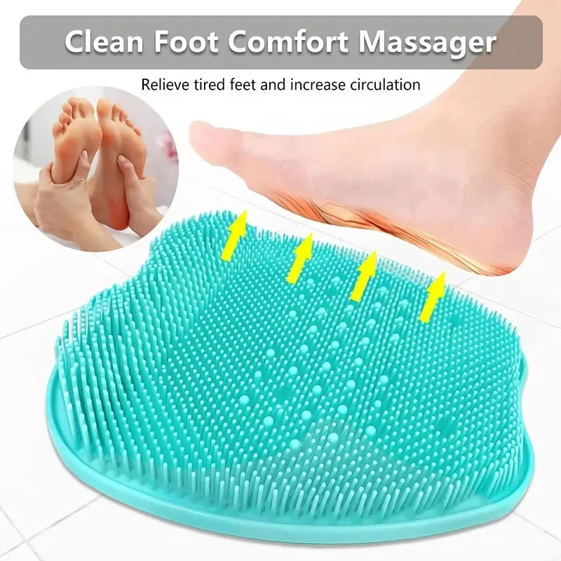 

Silicone Massage Shower Mat Non-slip Wash Foot Pad Foot Exfoliating Bathroom Rub Back Brush with Sucker Bath Massage Brush Pad