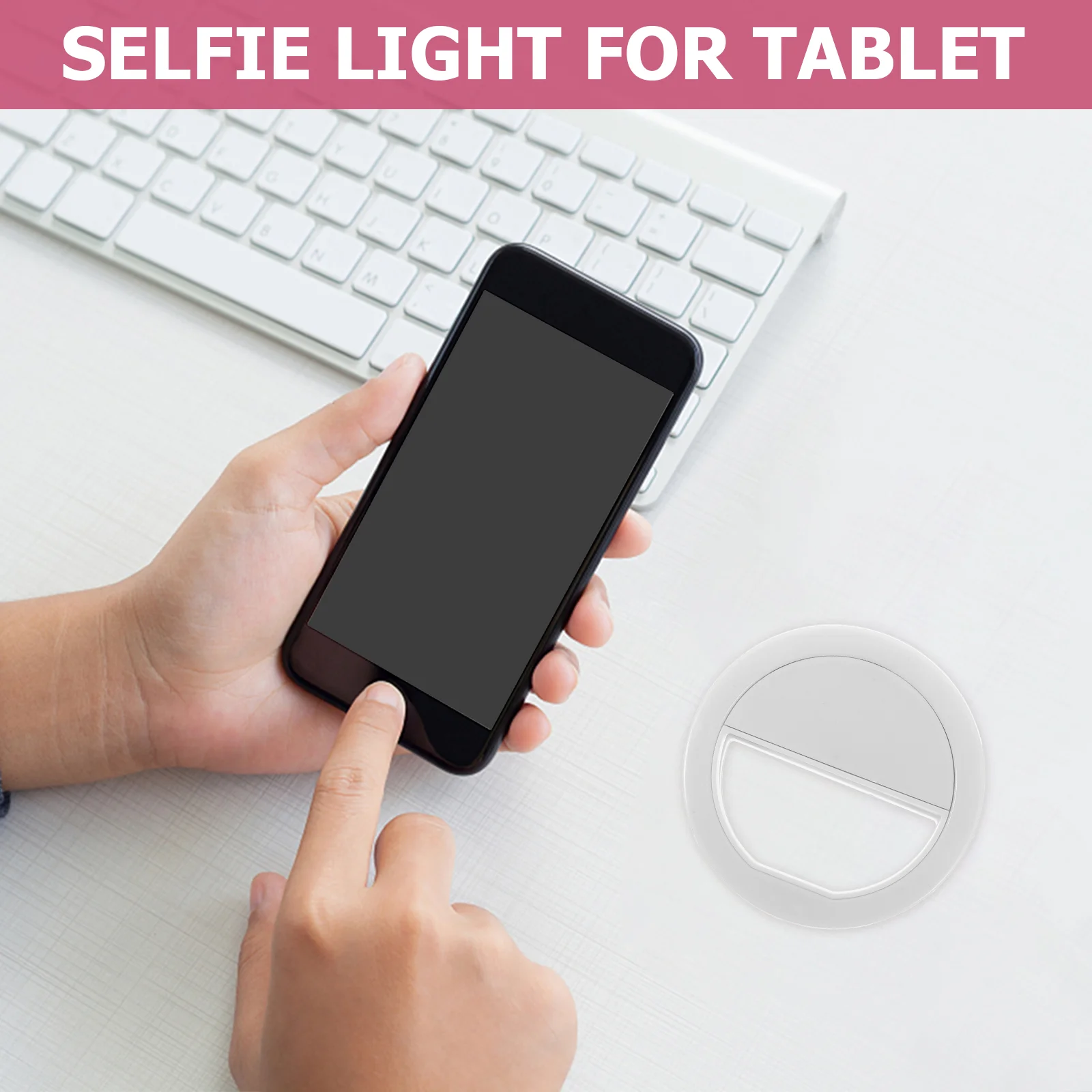 Lampe à selfie LED ronde à clipser, anneau de téléphone portable, lumière de remplissage, téléphone portable, tablette, rose