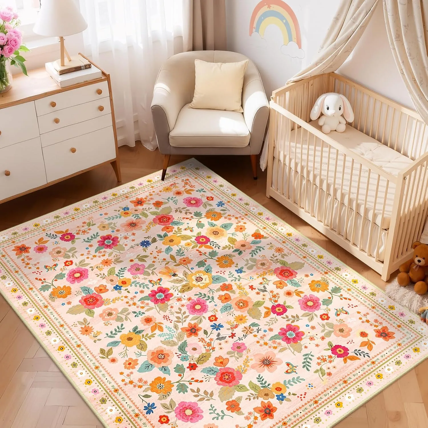 Carpet for Living Room Retro Floral Large Area Tea Table Mat Soft Comfortable Bedroom Light Luxury Rug  Bedroom Decoration