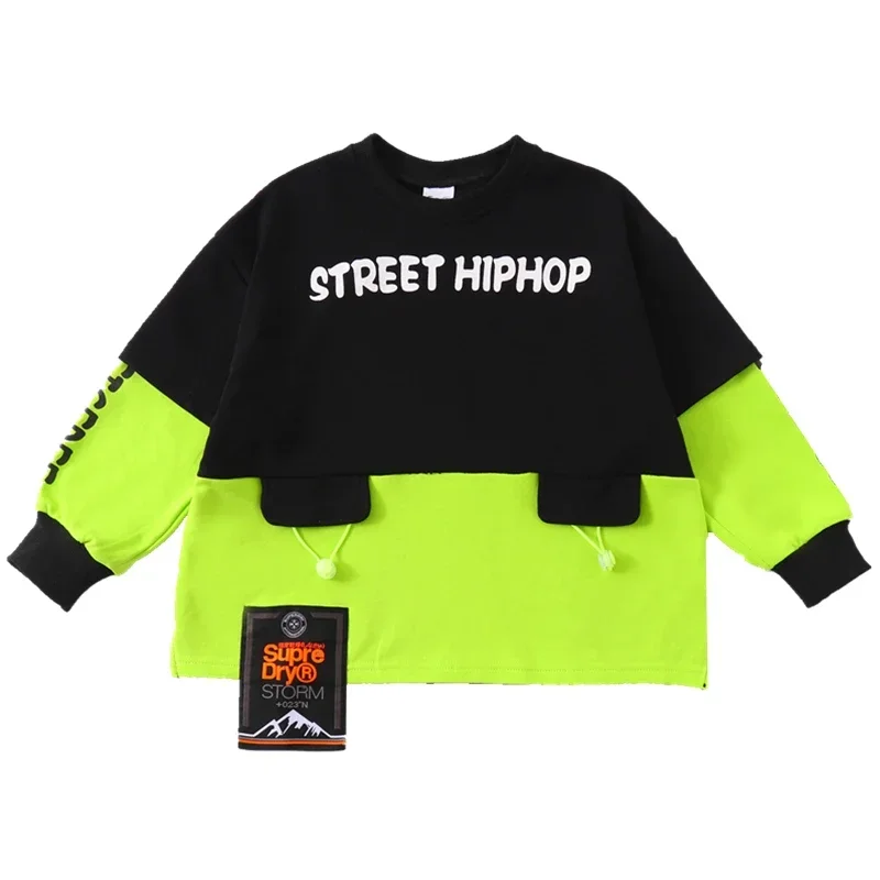 Ragazzi Hip Hop Streetwear ragazze Crop Top Cuff Cargo Pant Outfit bambino Patchwork felpa Joggers Street Dance bambini costumi Jazz