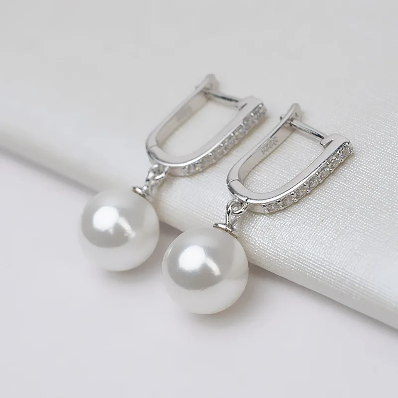 

925 Sterling Silver Engagement Jewelry Pearl Earrings For Women Ladies Elegant Accessories Jewellery Prevent Allergies Money 925