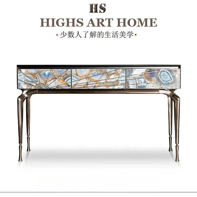 Natural agate entrance cabinet, villa entrance partition entrance table