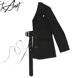 TANNT Women Coat Blazer Black Half Asymetrical Blazer Jackets Special Designer Blazer Irregular Long Sleeve Personality 2023 New