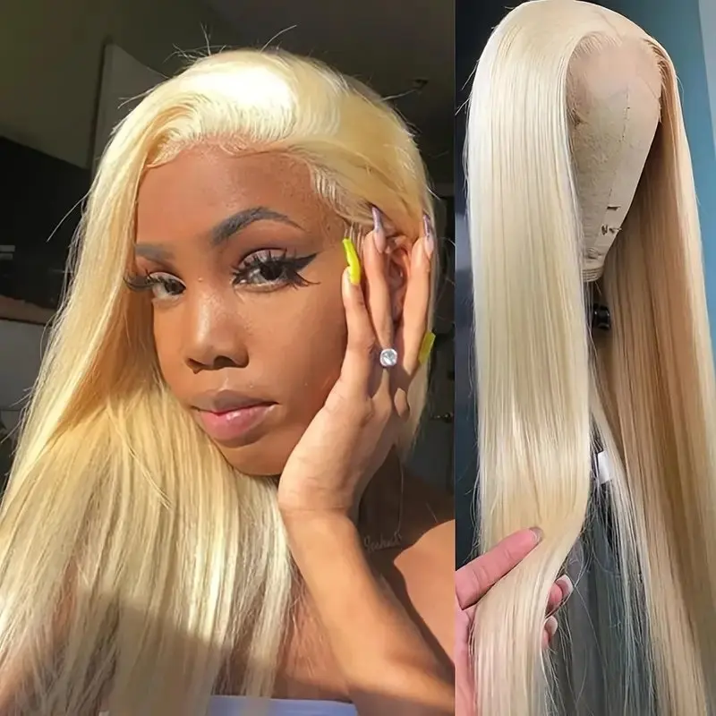 613 Blonde 30 Inches 13x6 Lace Wig 13x4 HD Lace Frontal Wig 180 Density  Straight Transparent Preplucked Brazilian For Women