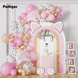 91pcs New Meow Cat Theme Balloon Garland Arch Pink Cat Paw Foil Balloon Kids 1st Birthday Party Baby Shower Decoration Globos