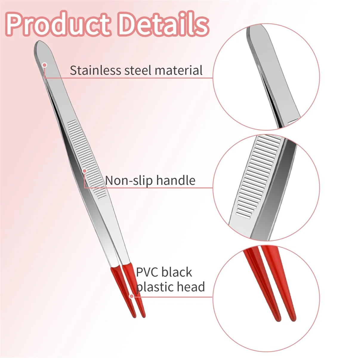 4Pieces Tweezers with Rubber Tips Tweezers PVC Coated Tweezers Set, Rubber Straight Tip Tweezers Rubber Flat Tip Tweezer
