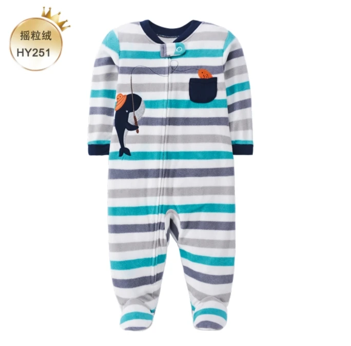 2024 New In Baby Pajamas Zipper Up Clothes Fleece Girls Romper Warm Winter Overalls Boys Outfits Infants Baby Clothes