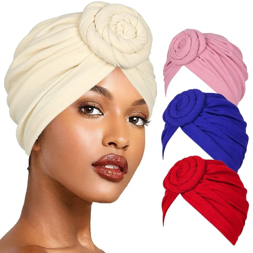 

New Vintage Hijab Caps Wrap Style Soft Polyester Islamic Headband Elastic Breathable Cancer Chemo Hat Women Headwear