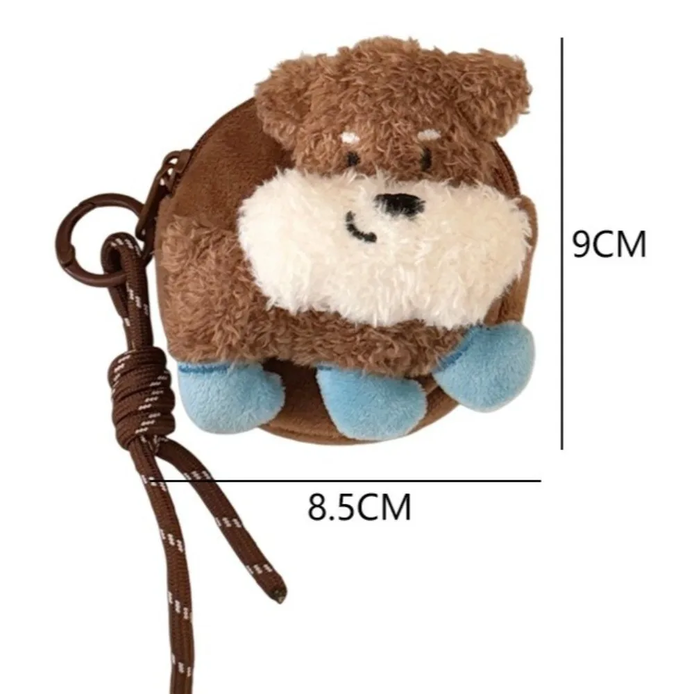 Nuevo Estuche de Peluche de Gato de Dibujos Animados para Auriculares, Bolsa Redonda para Gafas y Lápiz Labial con Diseño de Perro, Monedero Mini Suave Estilo Colgante, Decoración para Mochila