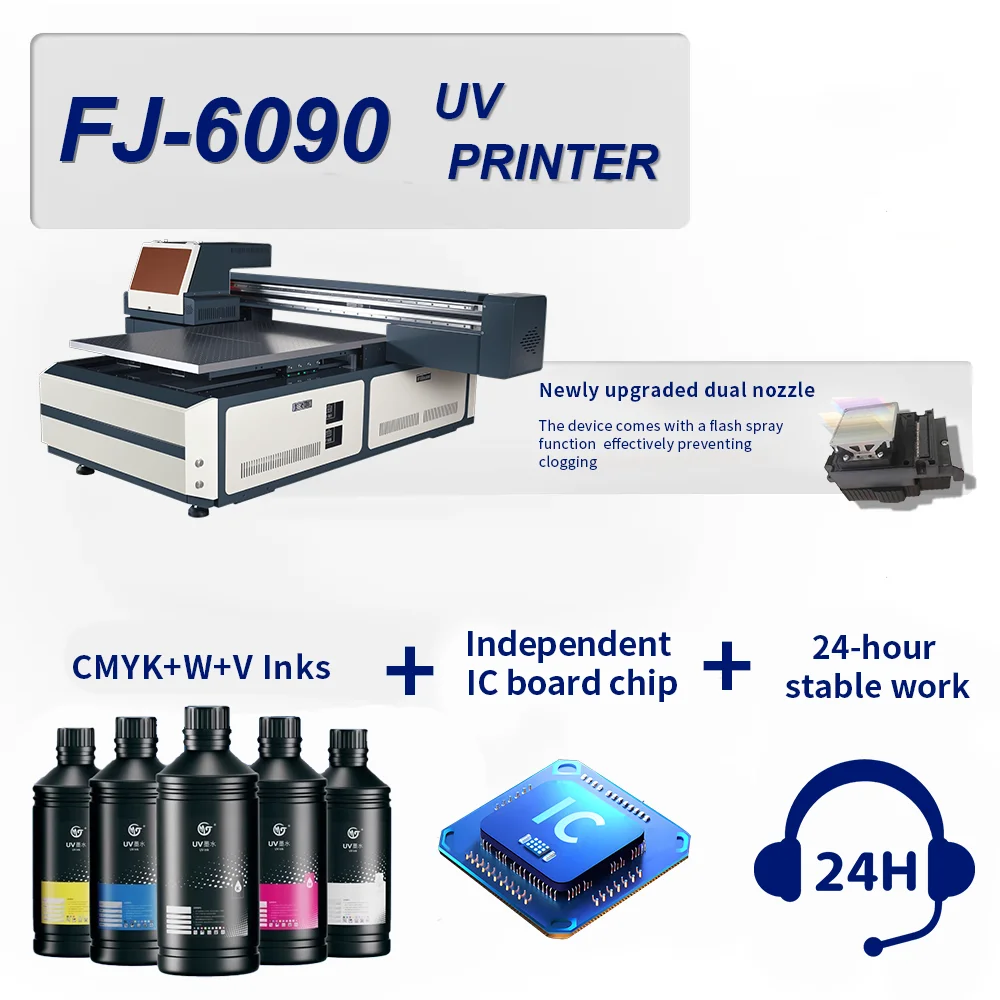 6090 UV DTF Flatbed Printer XP600 I3200 Printhead | Hybrid UV Printer hine for Phone Case Glass Metal
