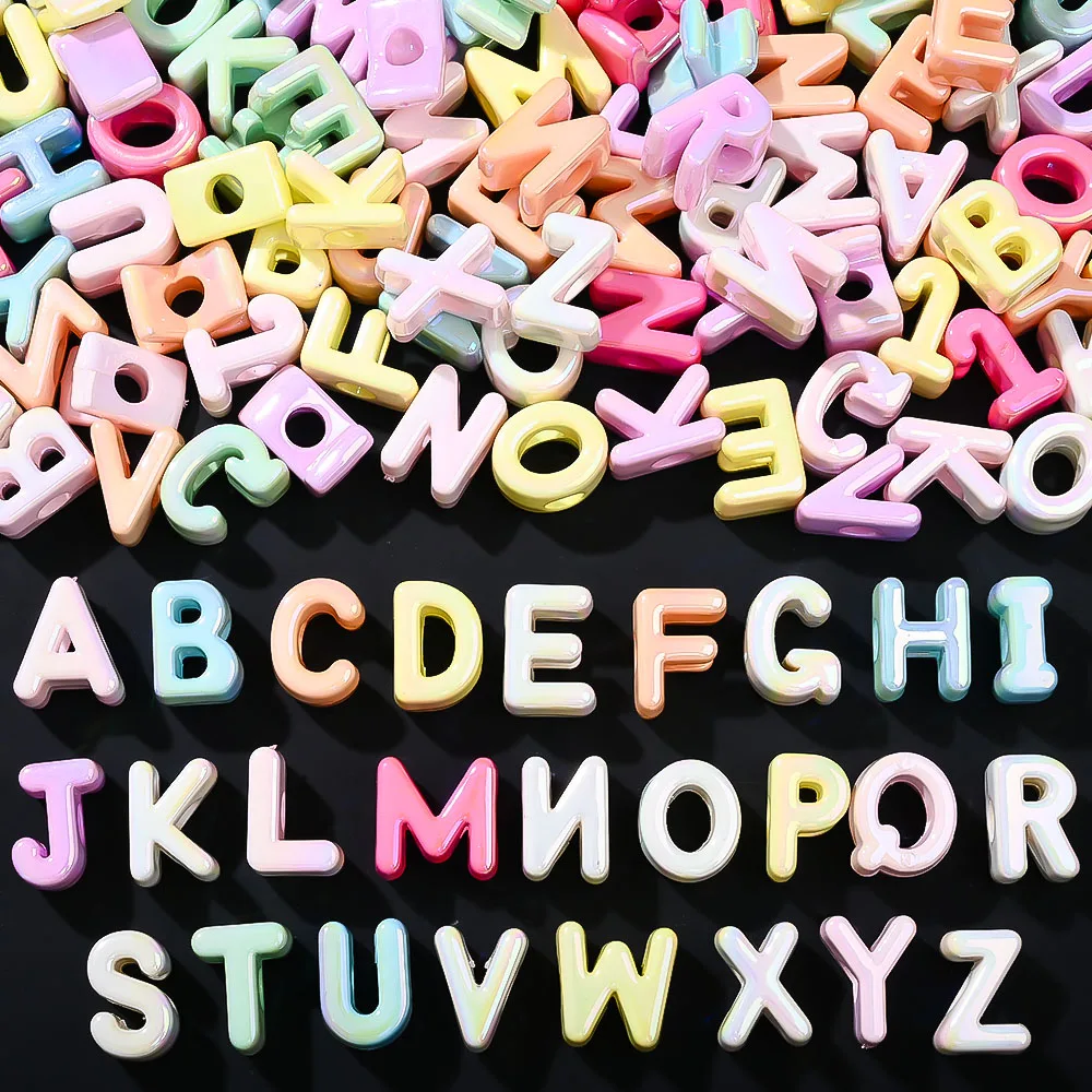 20/50 Stück Bunte Acryl-Alphabetperlen mit Großem Loch, Lose Buchstabenperlen für DIY Schmuckherstellung, Armbänder, Halsketten, Schlüsselanhänger, Bastelarbeiten – Detail 5