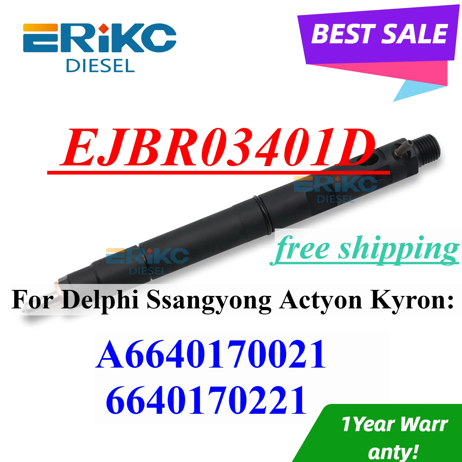 EJBR03401D CR Diesel Injector A6640170021 6640170021 Engine Nozzle 6640170221 For Ssangyong Actyon Kyron