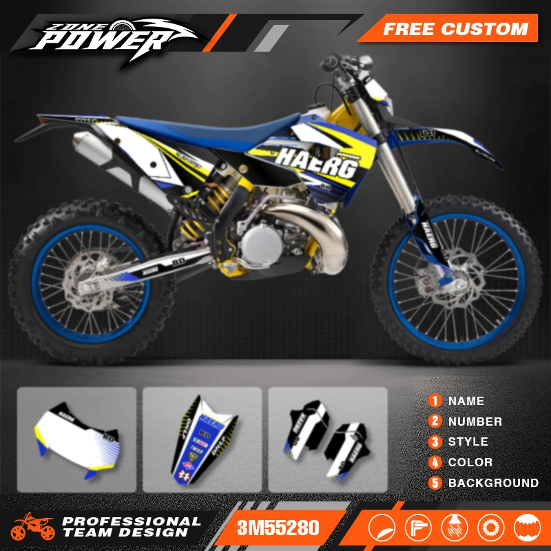 

Powerzone Motorcycle Graphics Decals Sticker Kits for HUSABERG TE 2011 2012 Background Custom Number Name 06