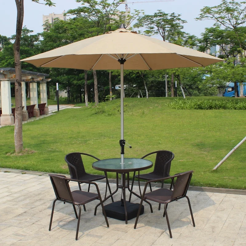 

Folding Dining Table and Stackable Chair With Umbrella Patio Outdoor Furniture Set Garden Furniturepromote sales