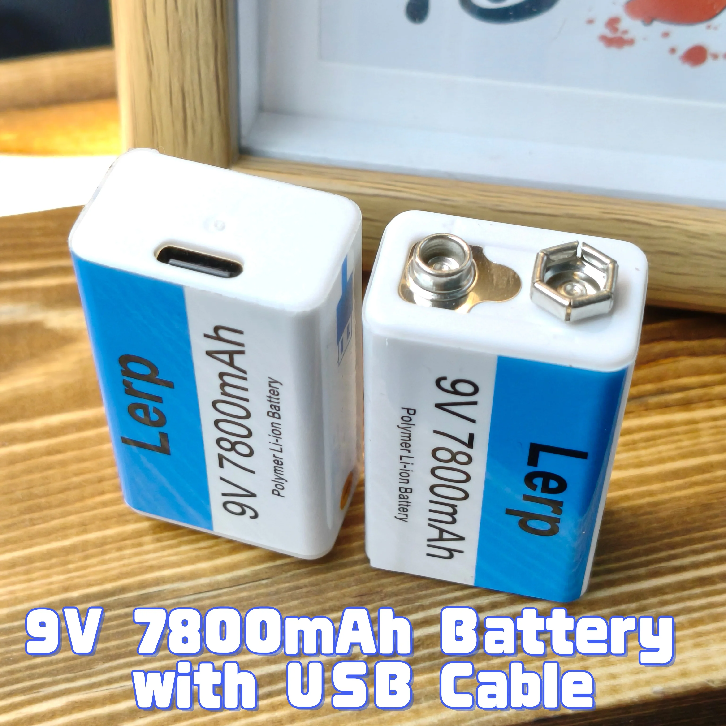 Аккумулятор 9В 7800 мАч с USB-кабелем для зарядки