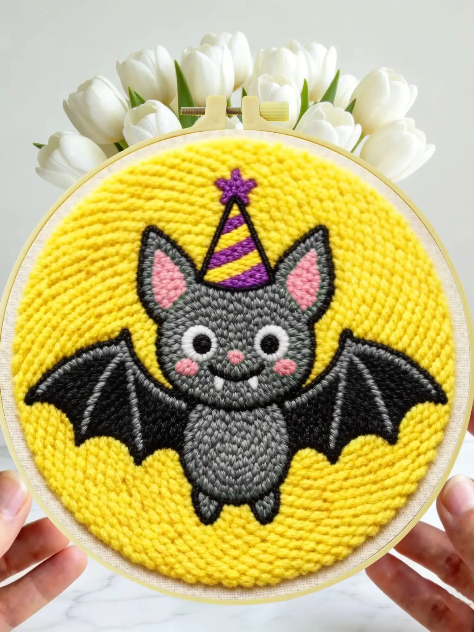 Anfänger-Halloween-Punch-Needle-Stickerei-Set 20x20cm 1 Stück Entspannendes Grusel-Geist-Kürbis-DIY-Set für Süßes oder Saures Partydekoration – Detail 1