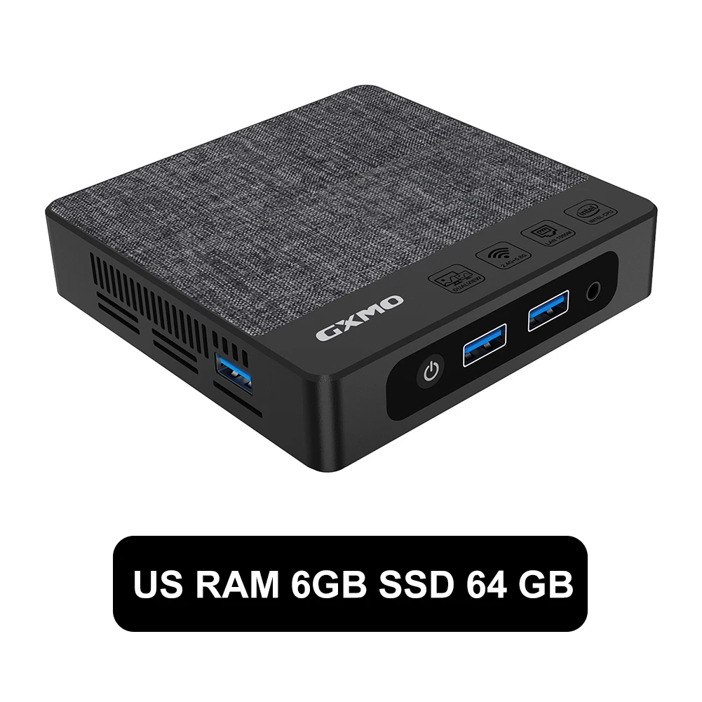 Mini PC for Intel N4000 Up To 2.6GHz Mini Computer 64GB M.2 SATA 2280 6GB LPDDR4 Micro PC HDMI-Compatible/VGA Port 2.4G+5.8G+BT