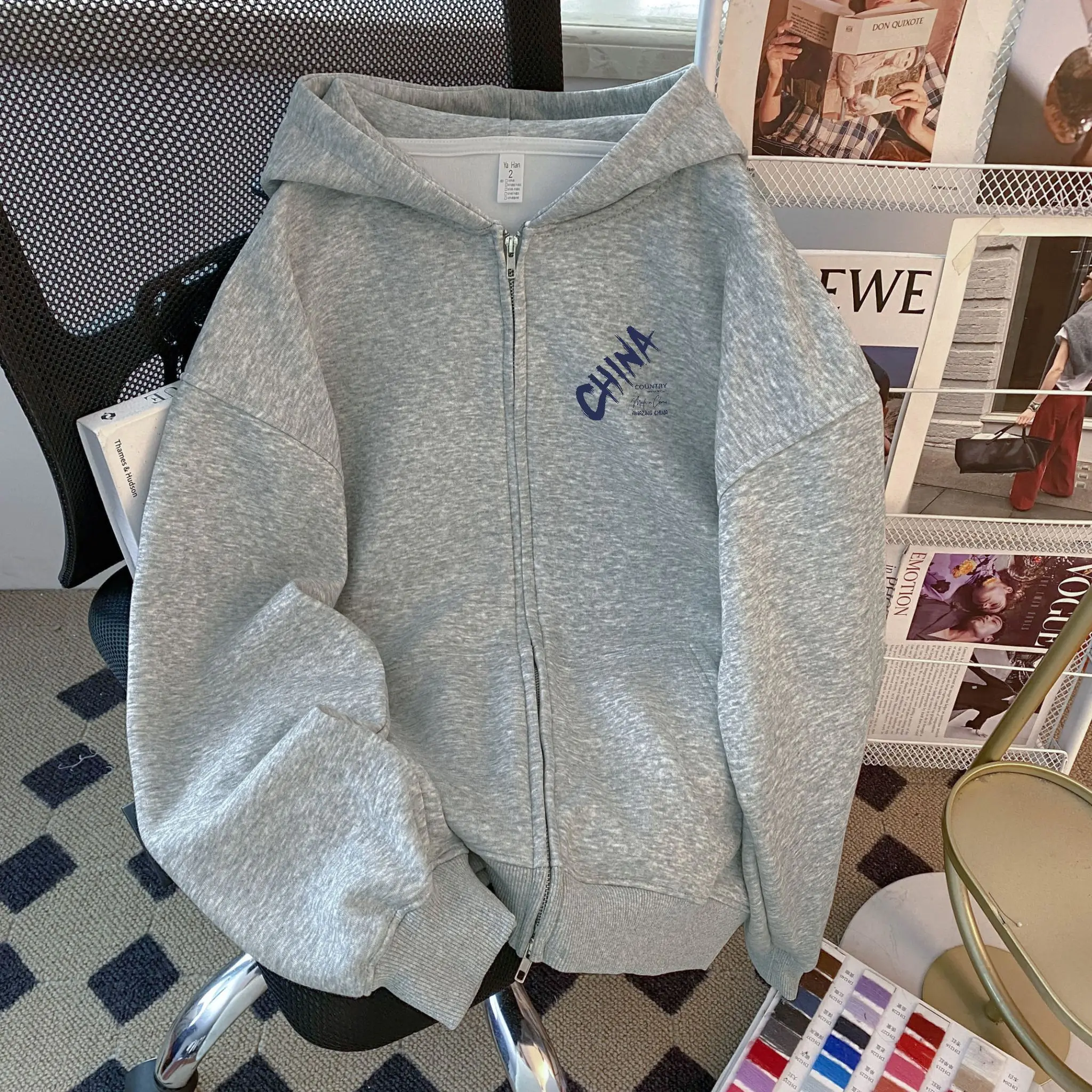 

ex Loose Fit Hoodie Jaet Zipper Closure Autumn Collection Youth Trendy Long Sve Casual Wear for All Seasons