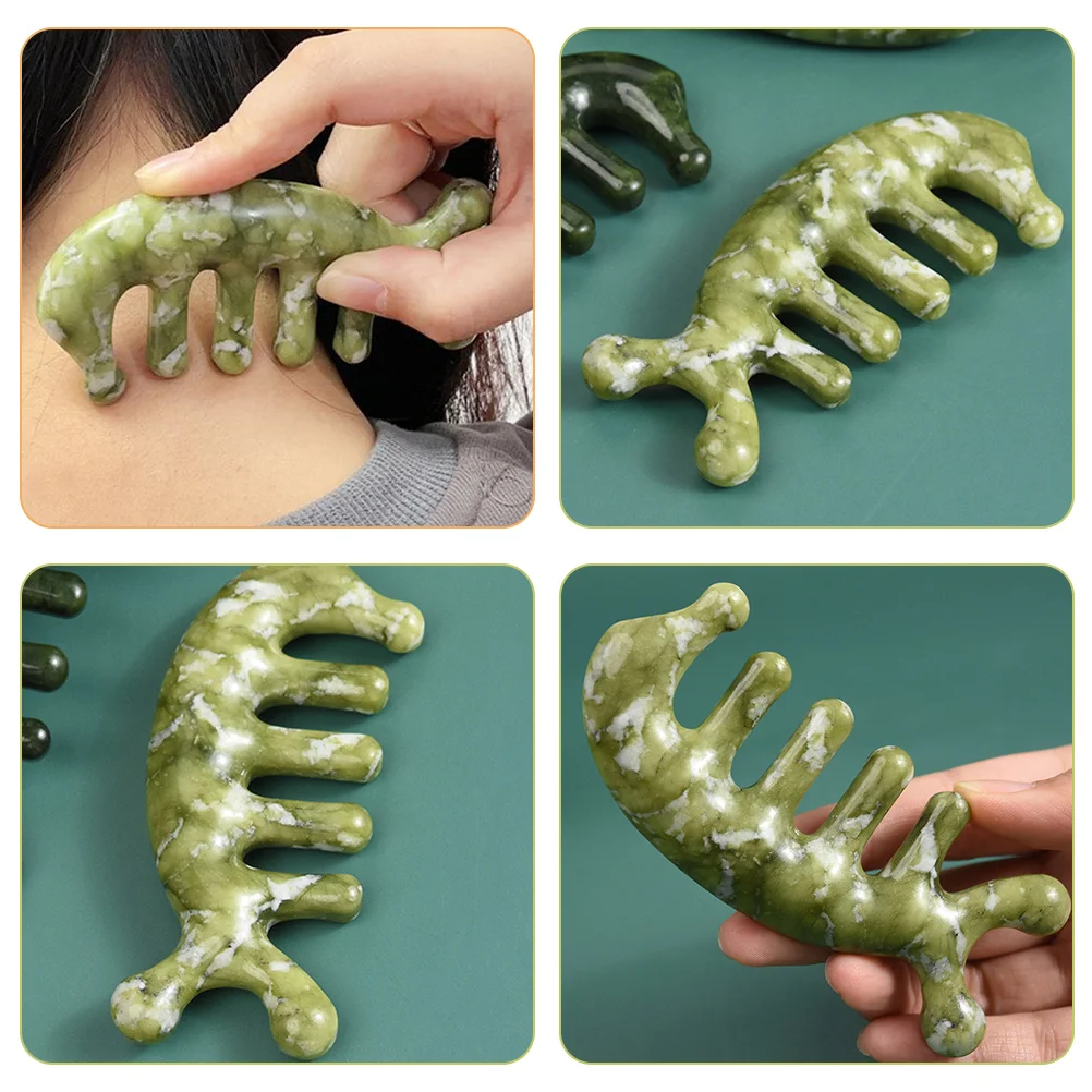

Creative Jade Massage Comb for Scalp and Body Acupoint Relief Ergonomic Design Smooth Edges Handheld Massager Tool for Stress