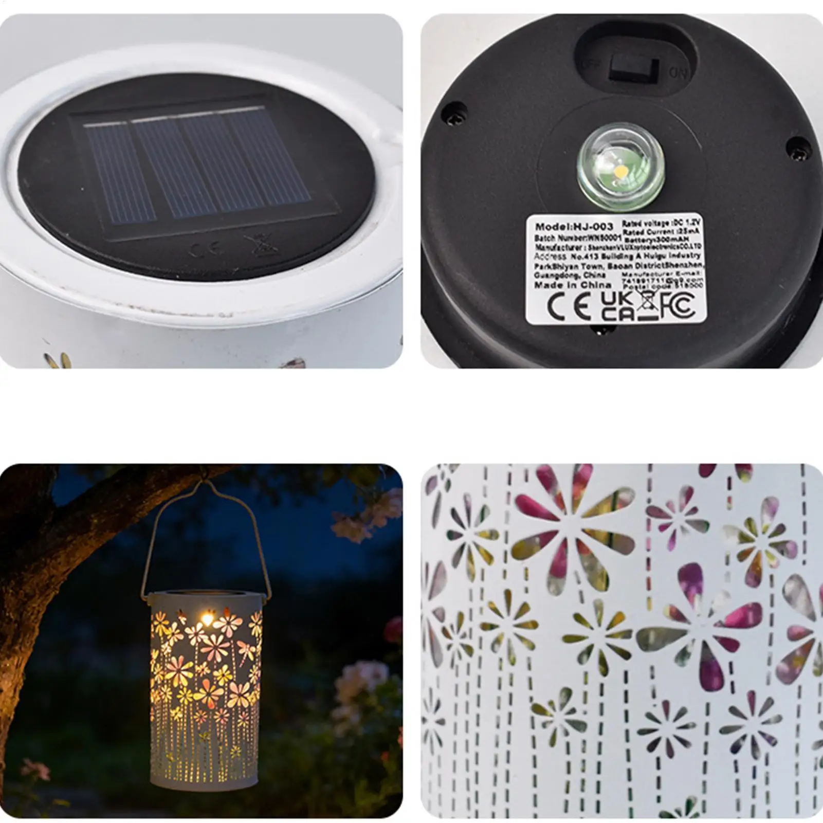 

Solar Lanterns Hollowed Iron Floral Projection Decorative Lights Solar Lantern Lights For Pathway Walkway House Backyard Porch