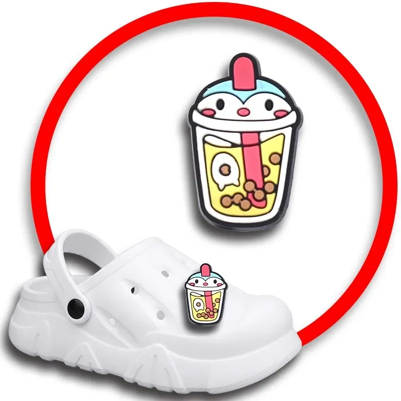 

Drinking Milk Tea Shoe Charms for Crocs Sandals Women Clogs Pins Shoe Decorations Accessory Men Badges Kids Shoes Accessories