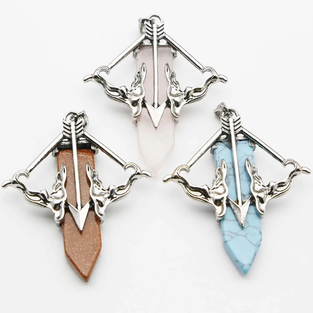 

Selling Natural Stone Cupid's Crystal Sword Fashion Simple Pendant Necklace Reiki Charms Jewelry Gift Accessories Wholesale 6Pcs