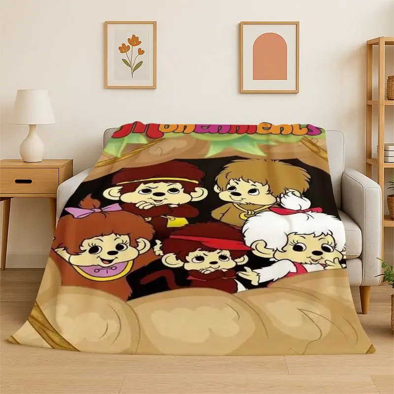 HD M-Monchhichi Cute Cartoon Monkey Holiday Flannel Blanket Soft Throw Blanket for Bedroom Living Room Bed office Picnic Gift