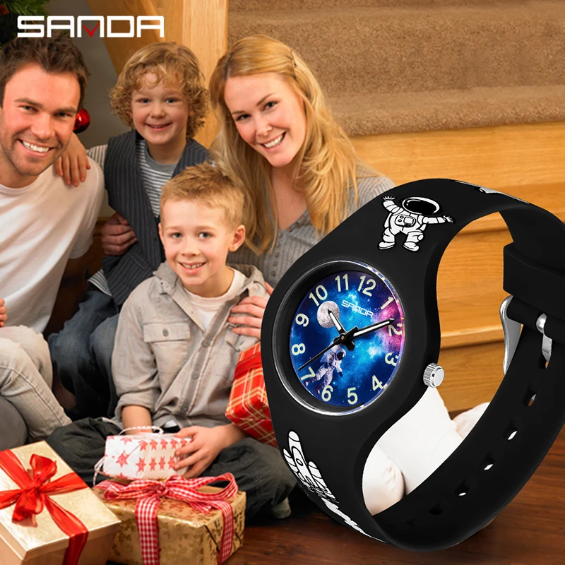 Sanda-Montre d'extérieur structurels ente en silicone pour enfants, ciel étoilé, dessin animé, étudiant, mâle, femelle, mode, étanche, nouveau, 6098