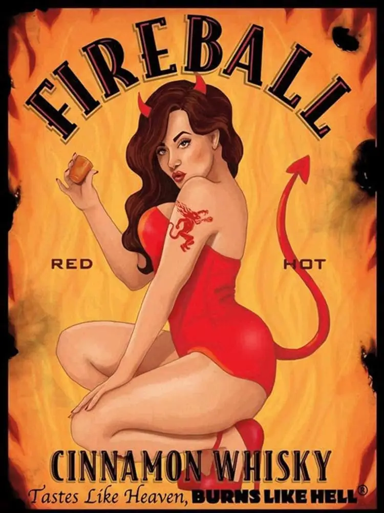 qich DIY 5D Diamond Painting Kits for Kids, Fireball Cinnamon Whiskey, Round Full Drill for Adult Rhinestone Embroidery Hom sign