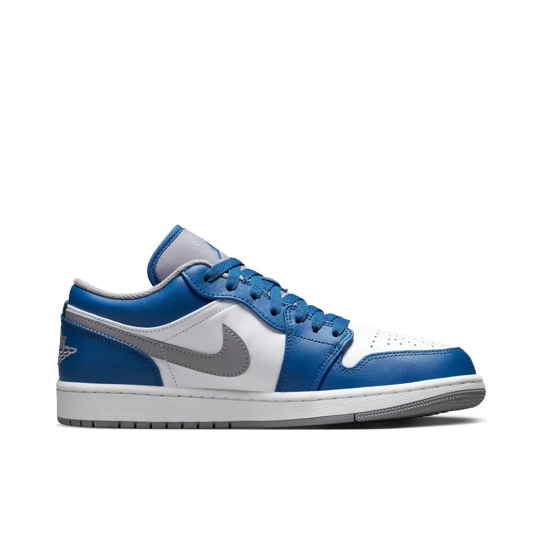 Nike Air Jordan 1 Low Top Mens Basketball Shoes Cushioned Comfort Classic Sneakers Classic Blue and White Colorway