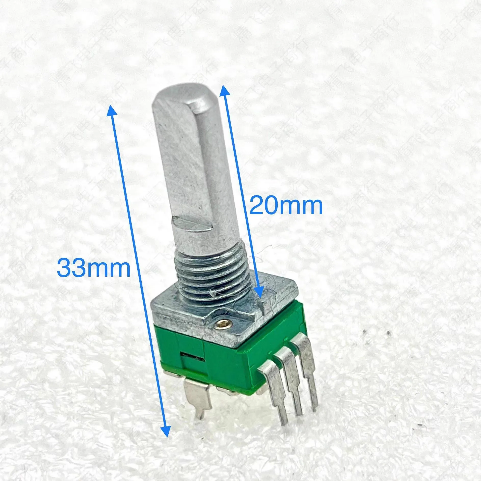 1pcs，Single loop carbon film potentiometer，RK09，B10K，3Pin，Axis length 20mm, half axis