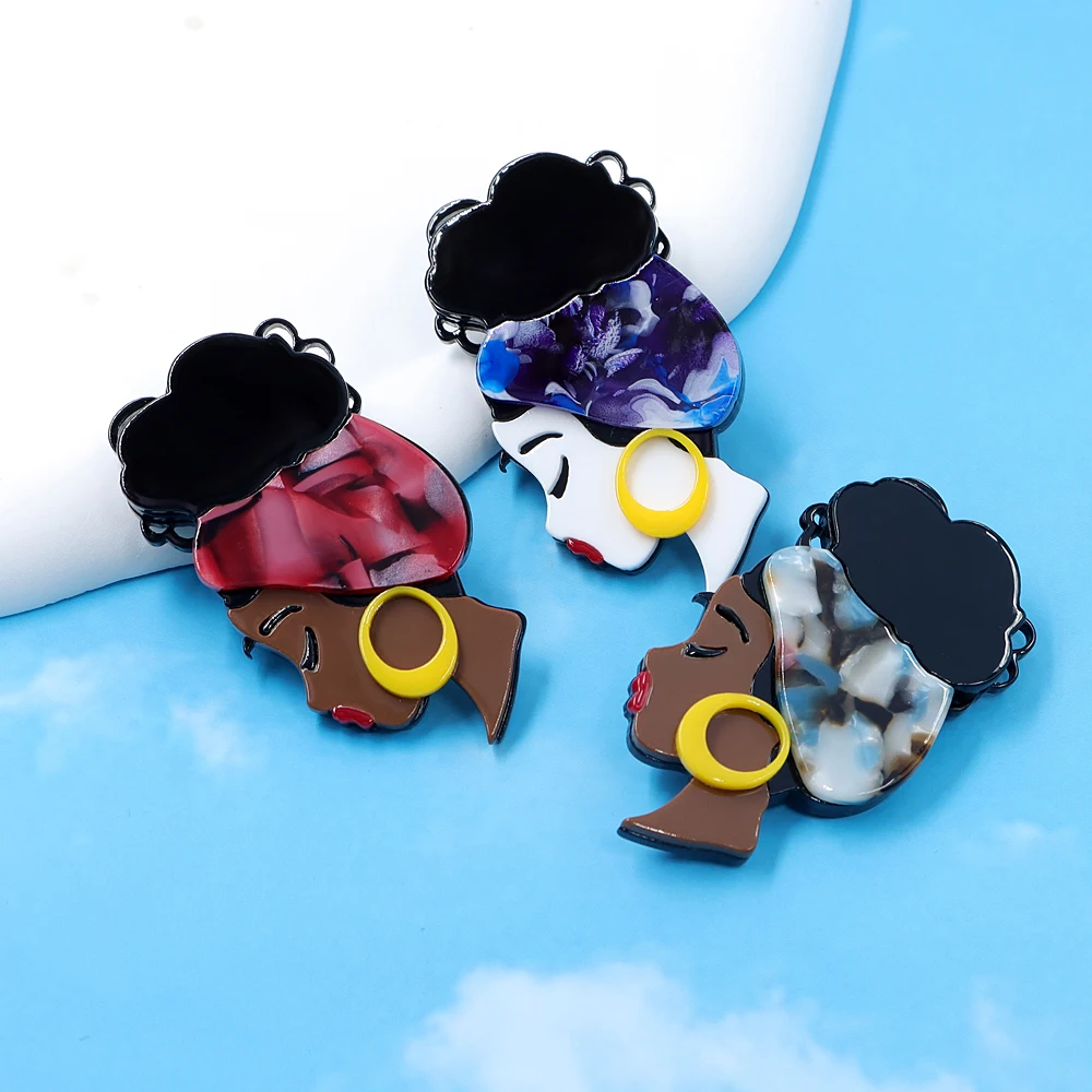 CINDY XIANG Acrylic Material Acetate Fiber Africa Women Brooch Pin Beautiful Girl Jewelry High Quality New Design