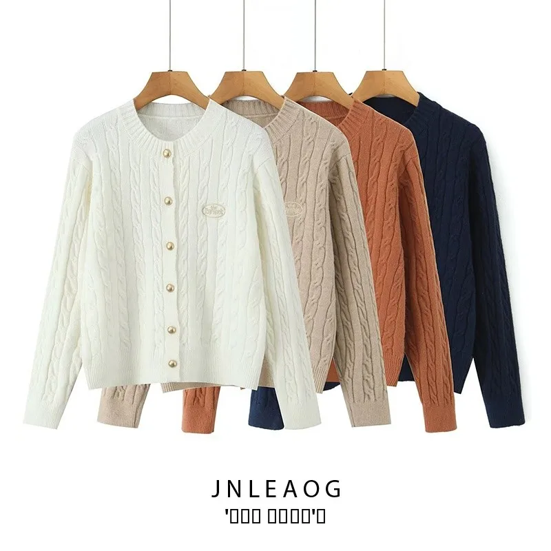 

Модный универсальный кардиган на пуговицах JNLEAOG, женский, однотонный, с длинными рукавами, круглым вырезом, стандартный крой