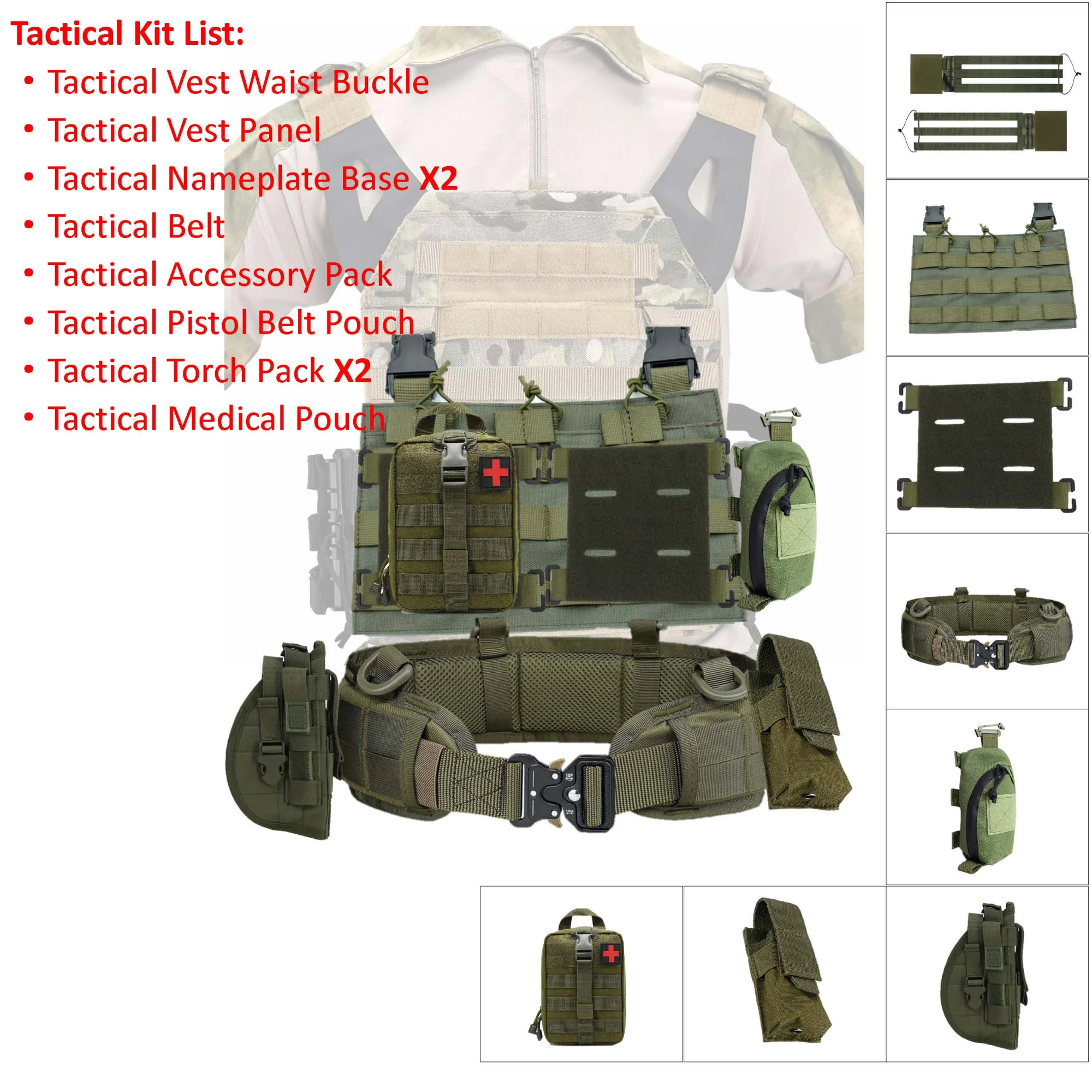 

Molle Tactical Vest Kit, Portable Detachable Tactical Vest Gear, Real CS Gear Kit for Outdoor Camping Hiking Shooting Game