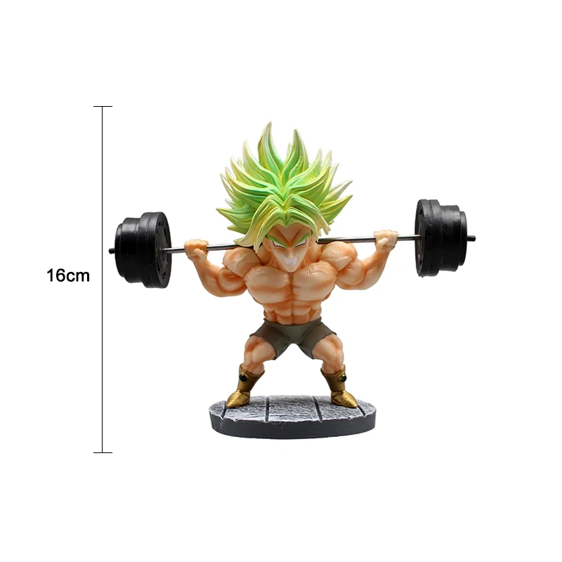 16cm Dragon Ball Broli Lifting Barbells Anime Action Figure Model Gk Statue Collection Desktop Decoration Ornament Toys Gifts