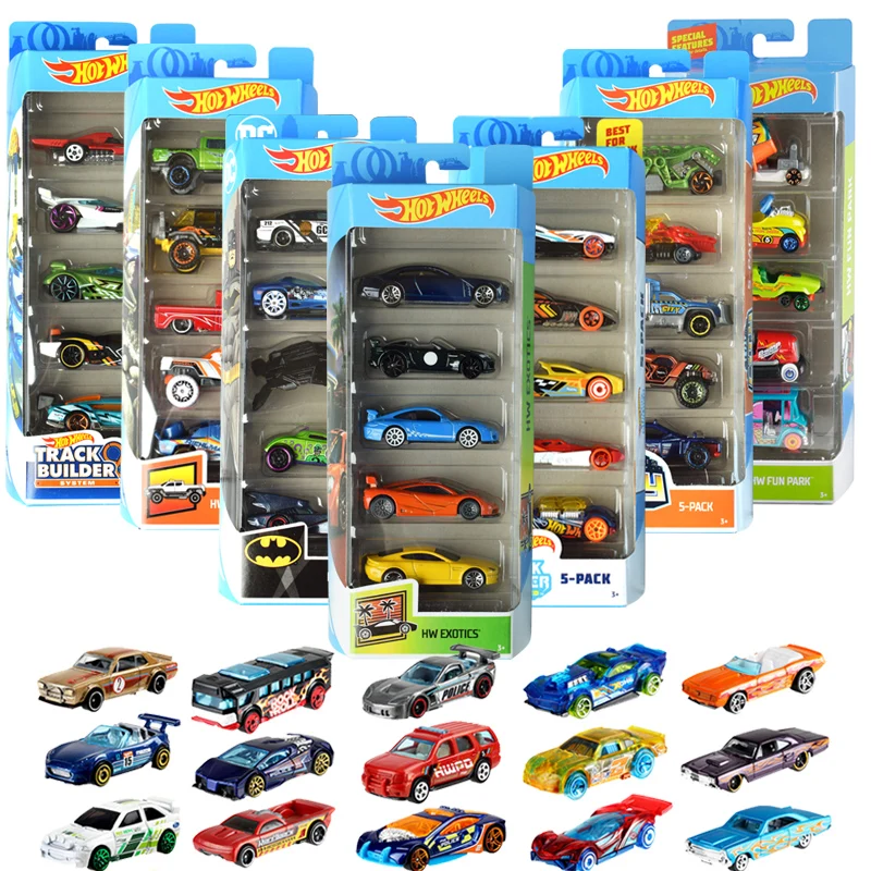 Hot Wheels-Coche de juguete para niños, vehículo fundido a presión 1/64, motores expuestos Fast & Furious, ciudad, Batman, Street Beat, 5 paquetes