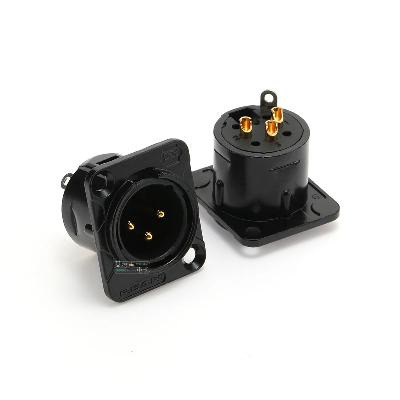

REAN Gold plated 3 Pin XLR Male Female Socket Connector D-type Mount Amplifier Receptacle YS145BG RC3FDL-B for 86 Panel