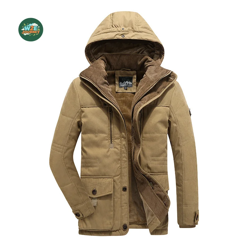 W2EJOURNEY EU US Size Luxury Quality Men Coat Jacket Winter Outdoor Fleece Lined Casual Vintage Warm Men Padded Coat