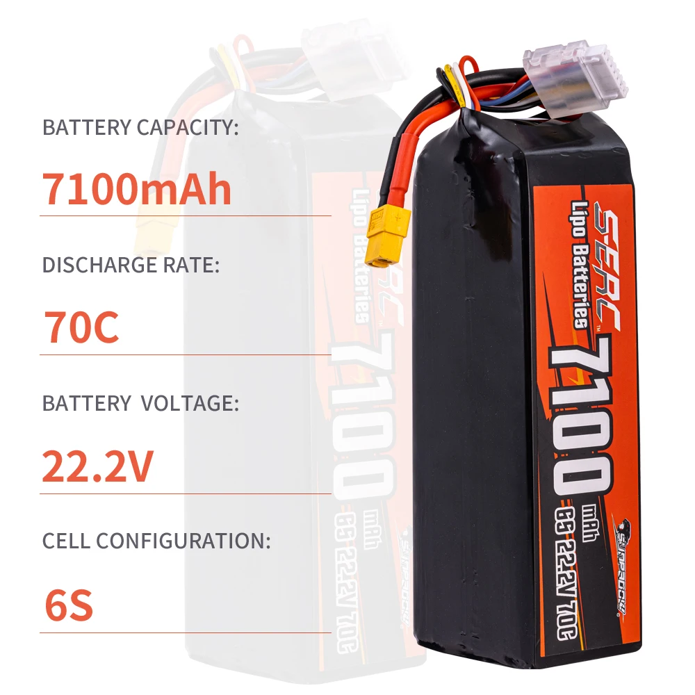 SUNPADOW 6S 22,2 V RC Lipo Batterie 7100 mAh 9500 mah mit XT60 XT90 für RC Flugzeug Flugzeuge Quadcopter Drone FPV Hubschrauber Racing – Detail 3