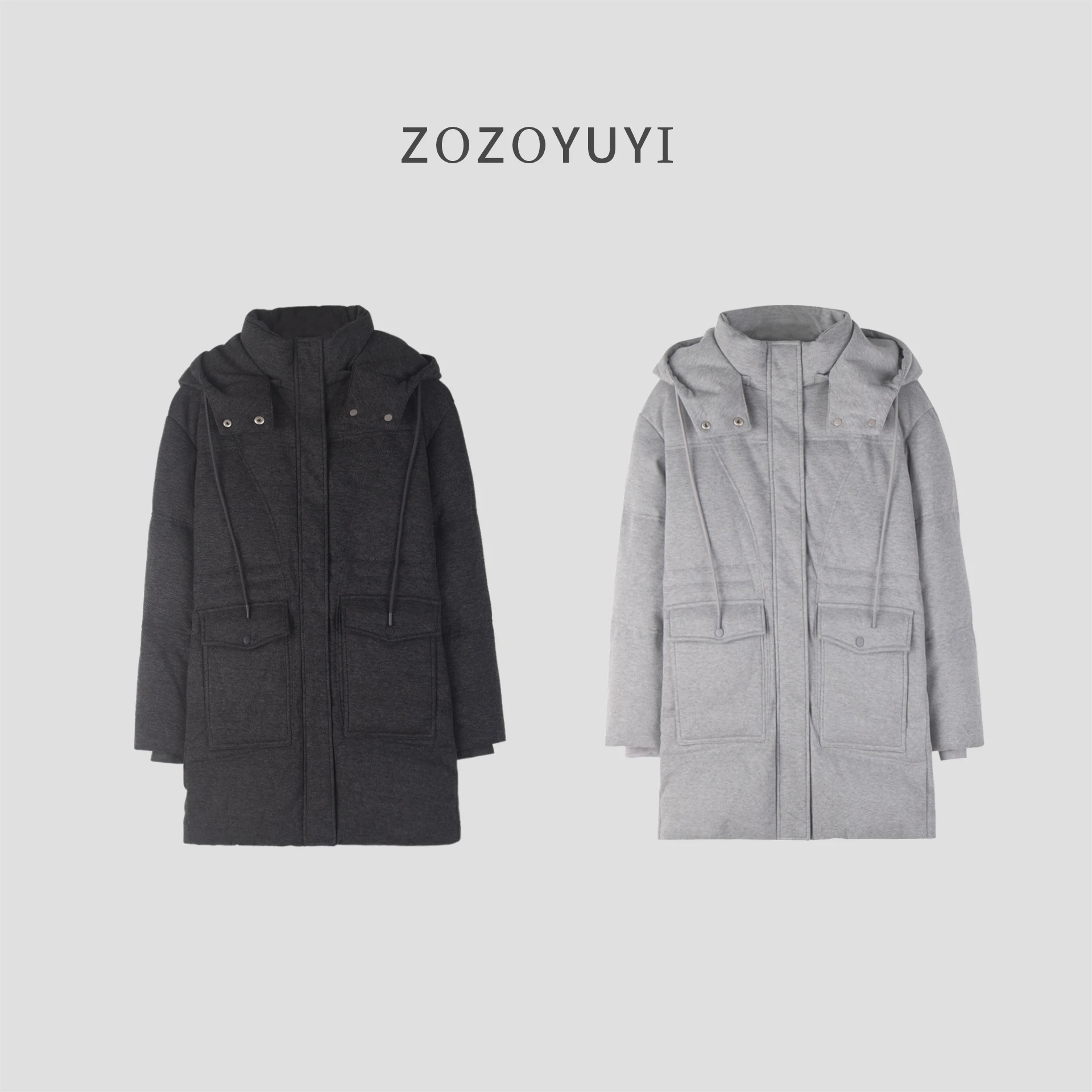 เสื้อแจ็คเก็ตขนห่านผสมขนสัตว์สำหรับฤดูหนาวปี 2025 แบบมีกระเป๋าคู่ ฮู้ดถอดได้ ความยาวปานกลาง อุ่นสบาย พร้อมเข็มขัดสำหรับผู้หญิง