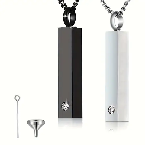 남성을위한 유골을위한 화장 보석 Urn 목걸이 유골을위한 여성 기념품 스테인레스 스틸 기념 바 펜던트 목걸이