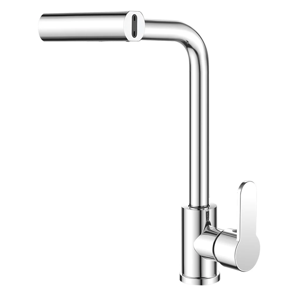 Waterfall Stream Sprayer 1/2inch Hot Cold Water Sink Wash Tap 360° Rotation Stainless Steel Electroplated Sink Washbasin Faucet