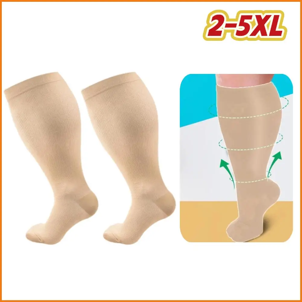 2XL-5XL Compression Socks Plus Size Men Women Gym Running Jumping Sports Socks Varicose Veins Shaping Graduated Pressure Socks