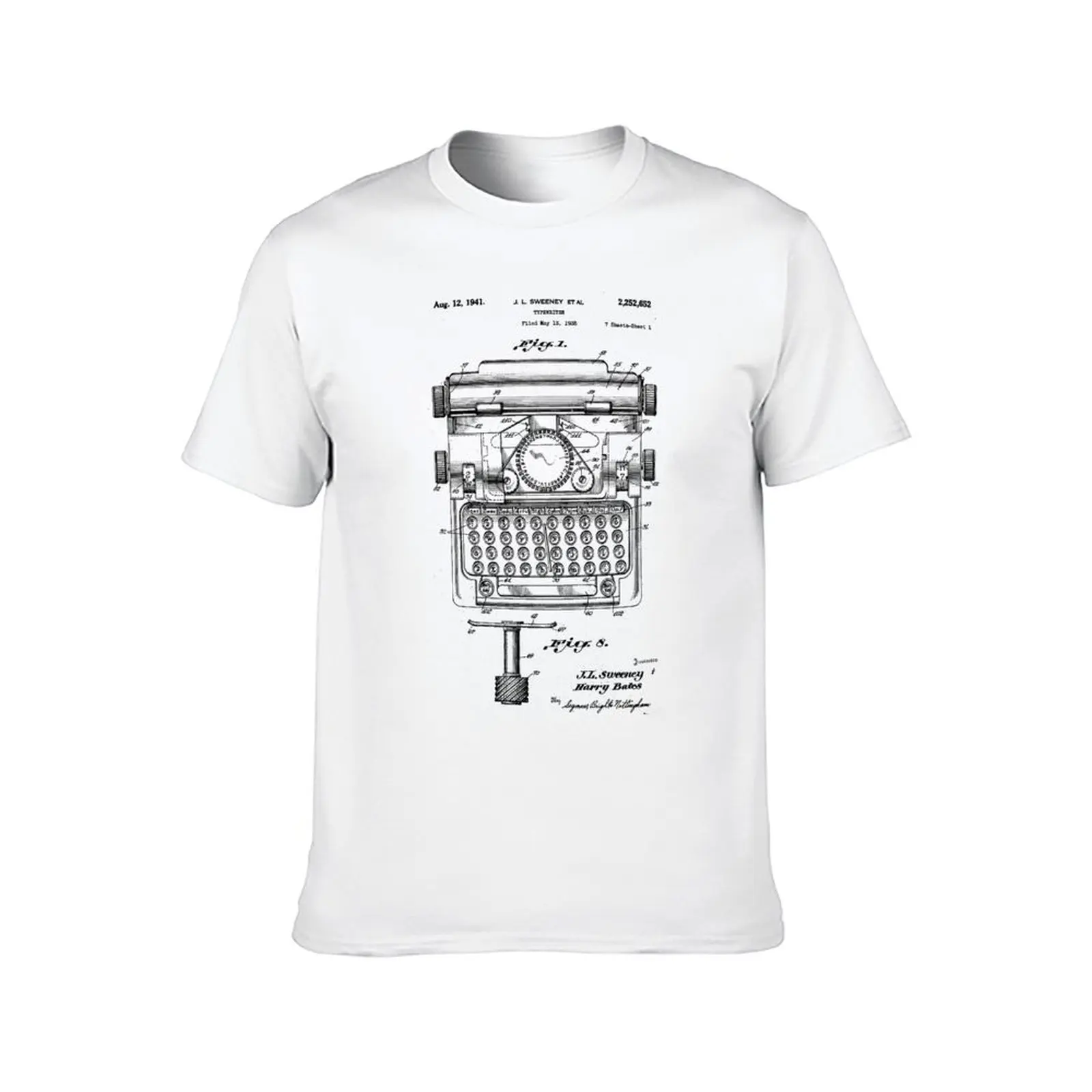 1941 Typewriter Patent Art T-Shirt topping street wear funny meme t-shirts vintage graphic tee mens graphic t-shirts