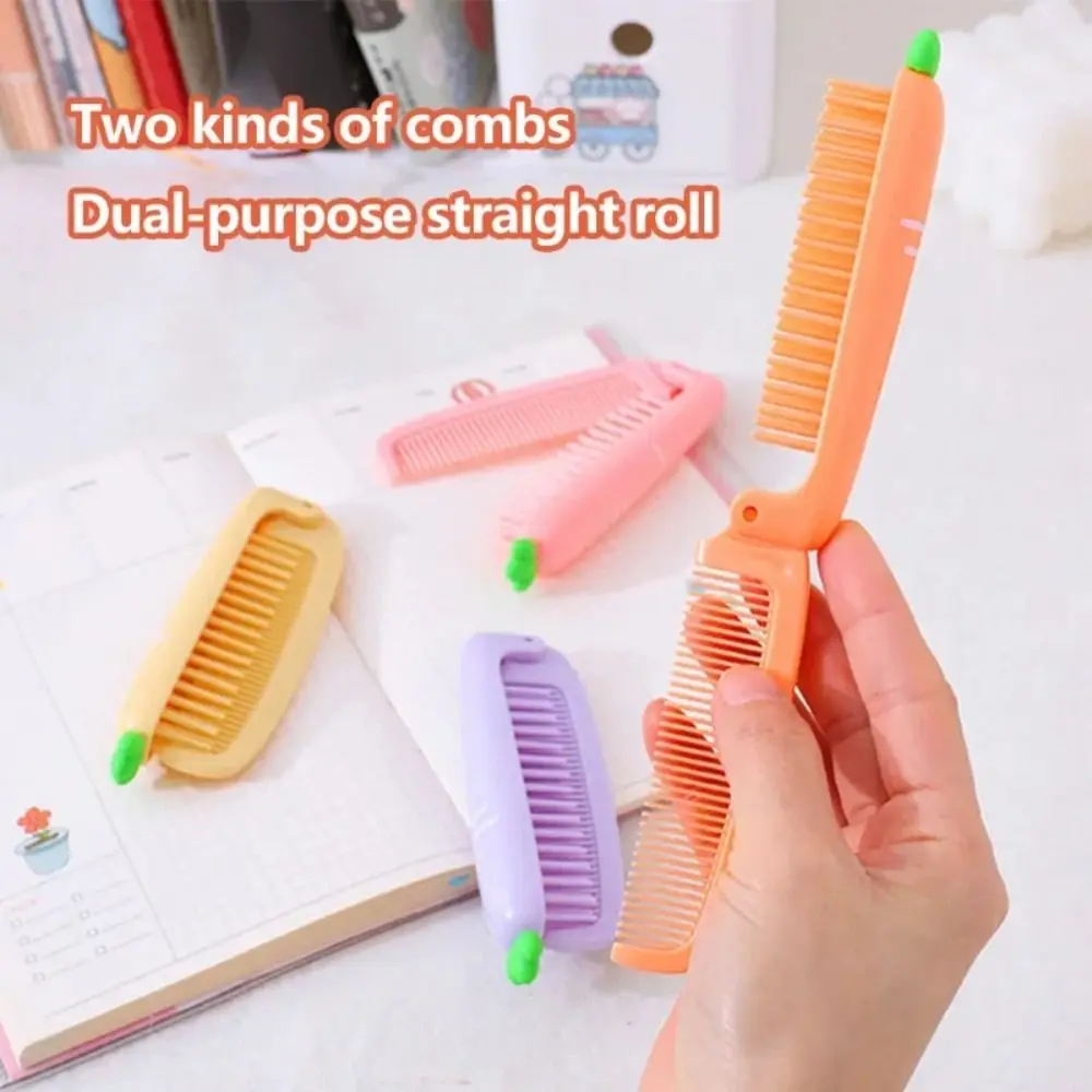 Portable Cartoon Foldable Hair Comb Carrot Detangling Folding Comb Anti-Static Professional Hair Brush Barber Accessories