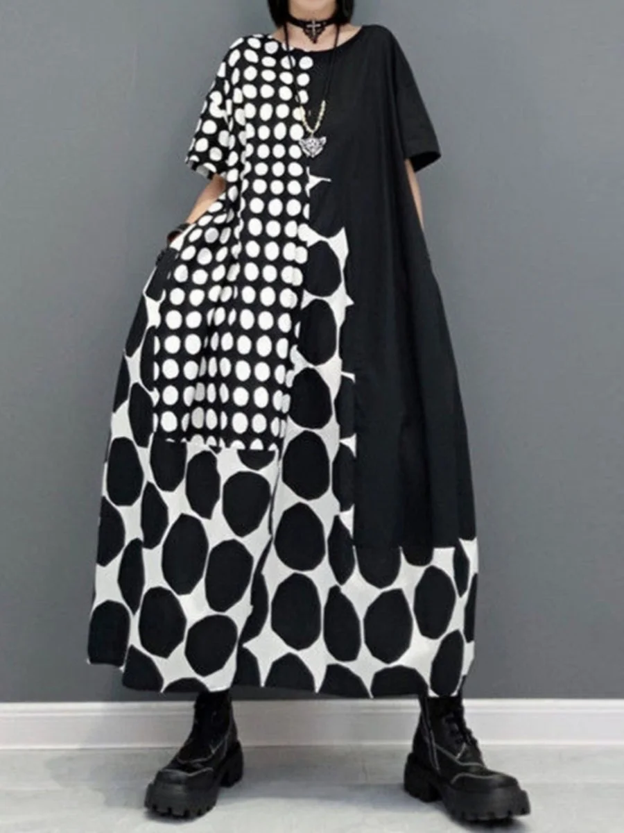 

Faionable в горошек в стиле пэчворк Dr, женские свободные слипоны в пятнистых цветах, дизайн со средней талией, другие материалы 00